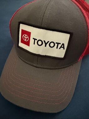 Toyota Gray and Red Trucker Hat - Toyota Logo Cap